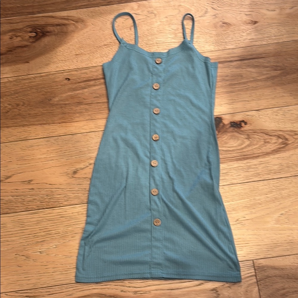 Teal Button-Down Dress